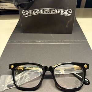 Chrome Hearts Black Frames with Gold Details